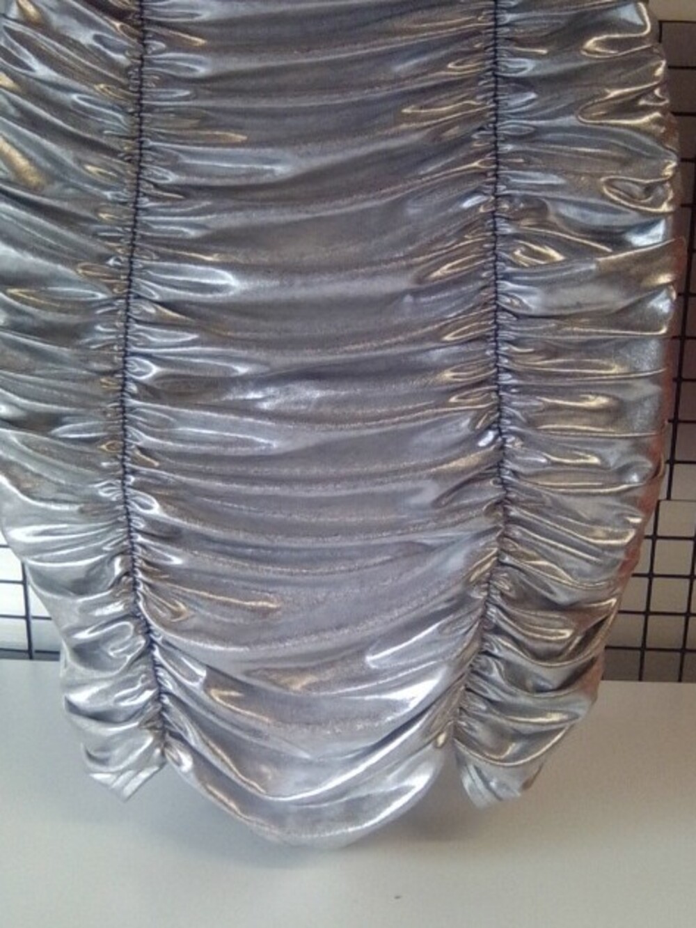 PrettyLittleThing Silver Ruched One-Shoulder Mini Dress - Picture 9 of 9